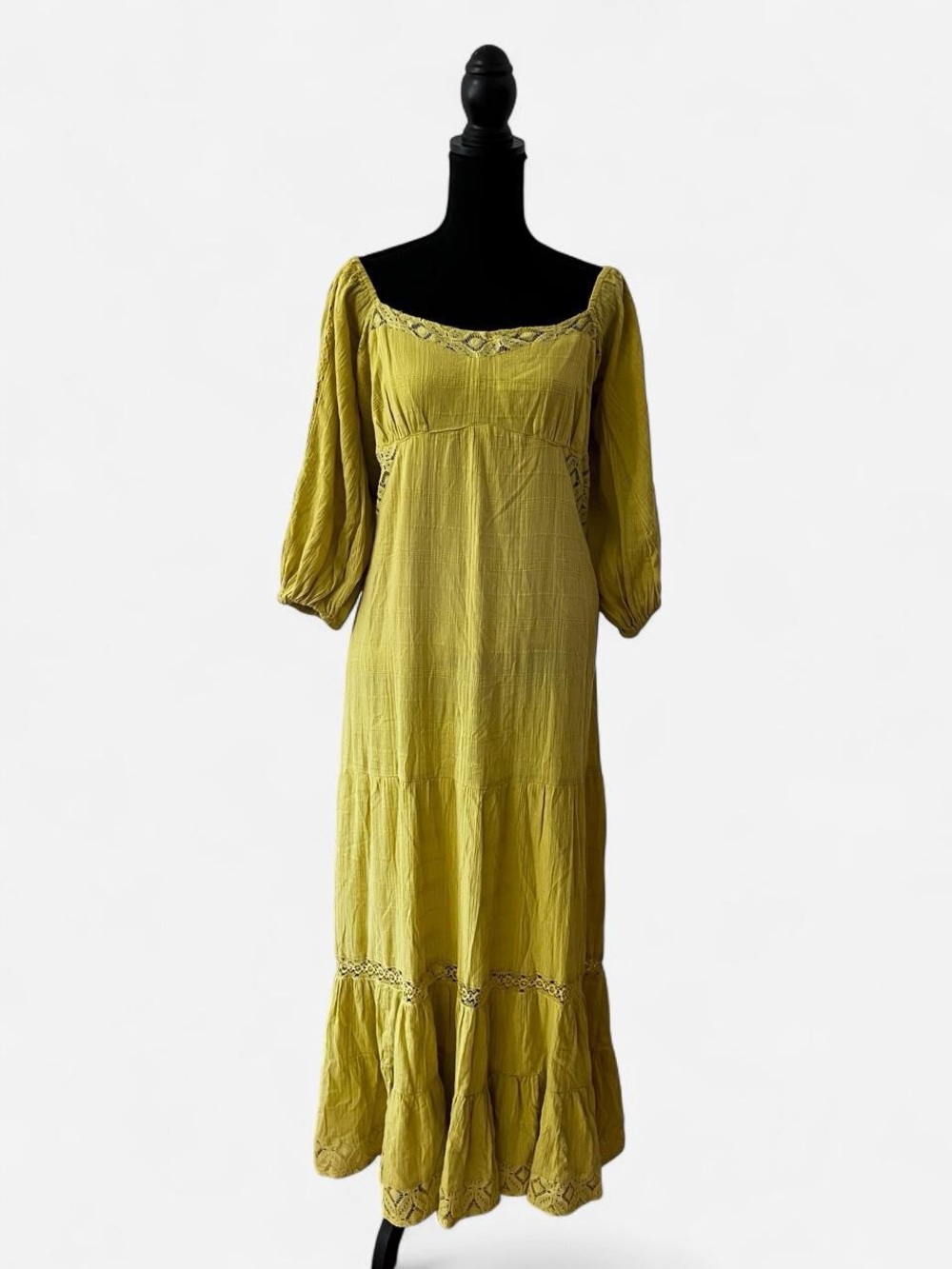 Free People All The Attitude Lace Inset Billowy Ethereal Babydoll Maxi Dress XL